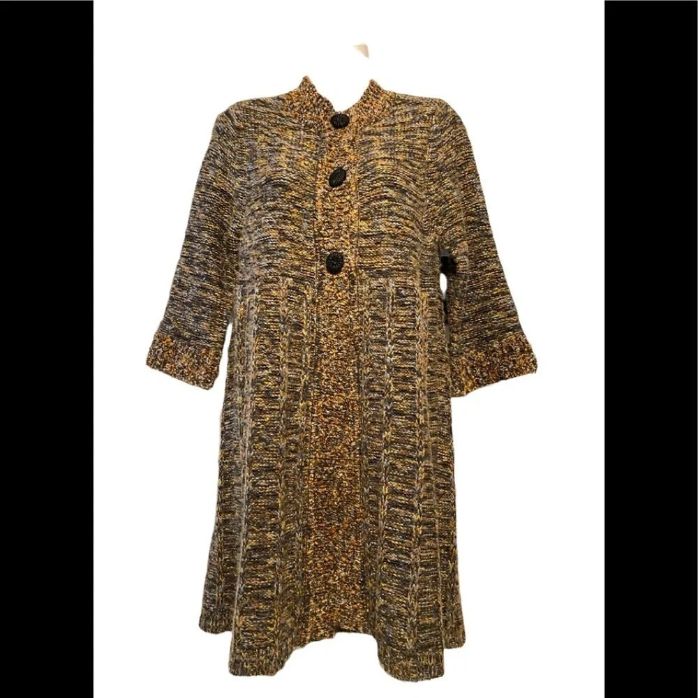 Anthropologie Curio Knit Sweater Long Line Button Up Cardigan